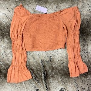 Orange Semi Crop Shirt